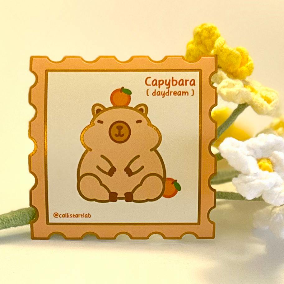 Capybara Gold Vinyl Sticker