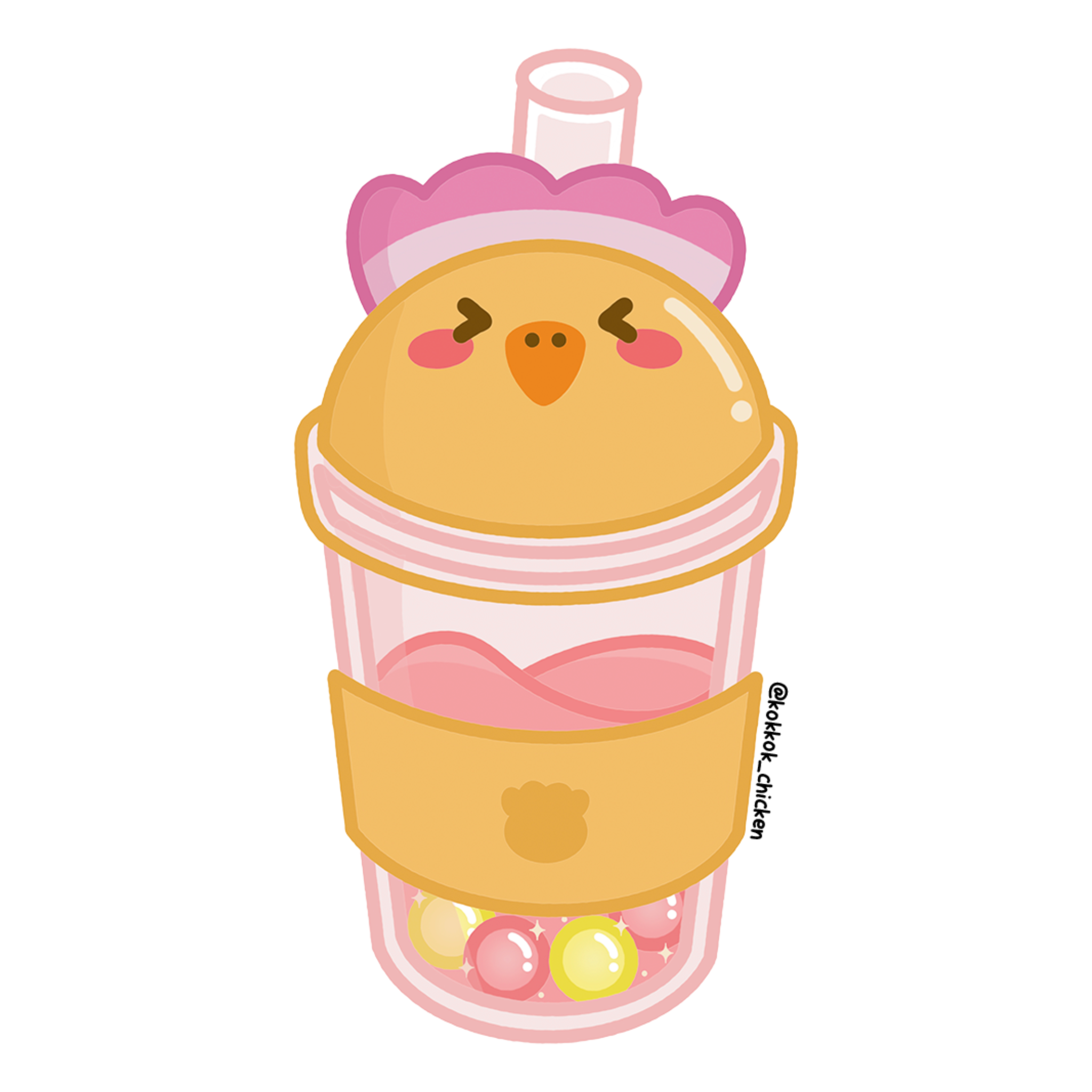 Pink Boba Vinyl Sticker