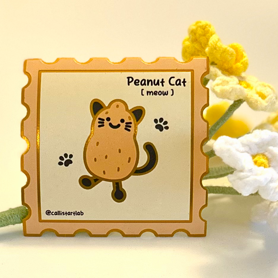 Peanut Cat Gold Vinyl Sticker